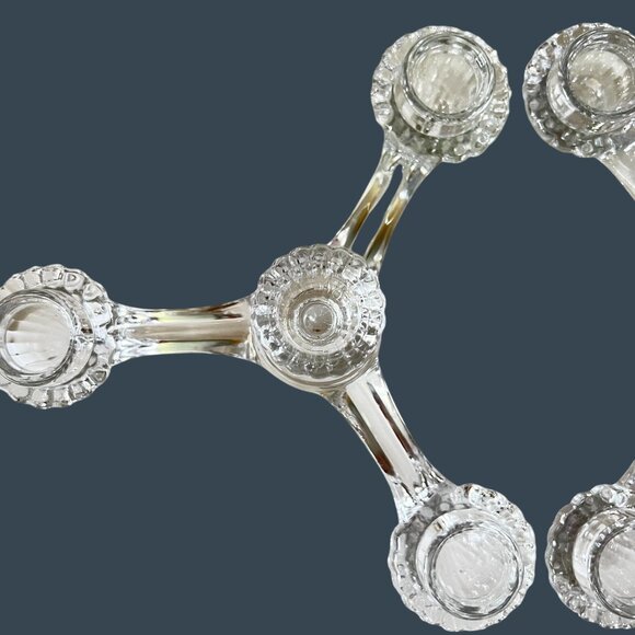 EAPG Cambridge Elegant Glass 3-Arms 4 Candles Holder Set Of 2 Centerpiece Stack - Picture 5 of 8